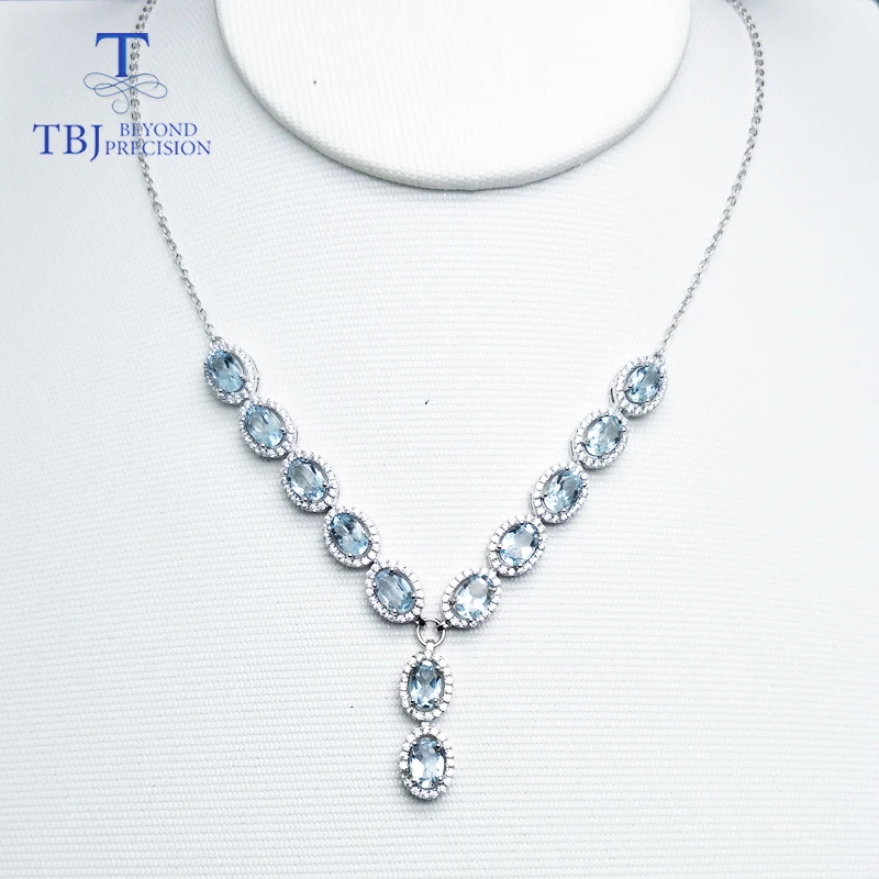 TBJ роскошное ожерелье с подвеской из серебра 925 пробы натуральный oval4 * 6 мм 4.8ct