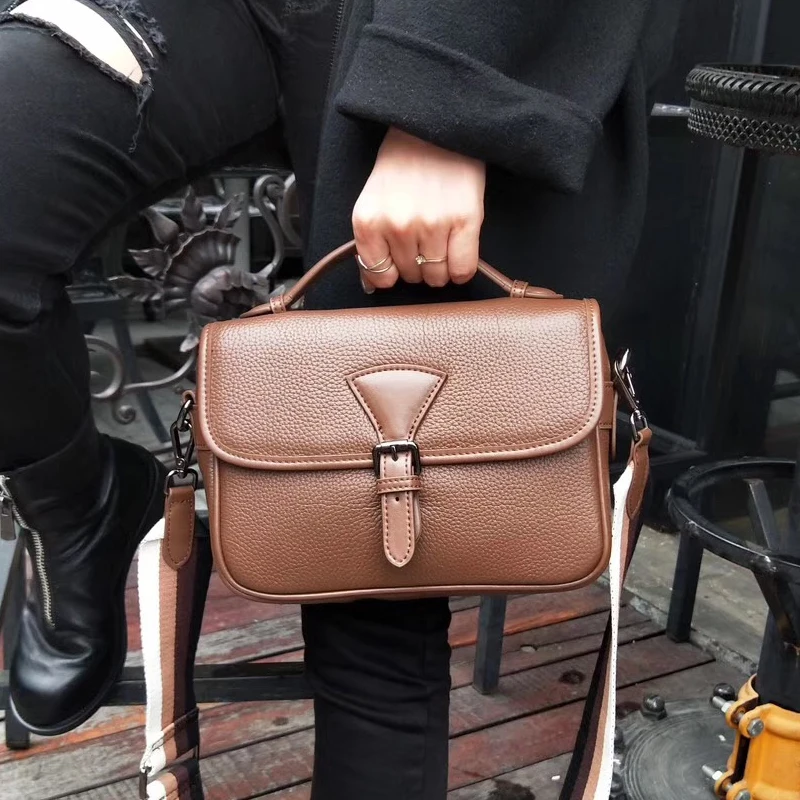 

New High Quality Cross Shouder Bag Genuine Leather Women Handbag Small Black Bag