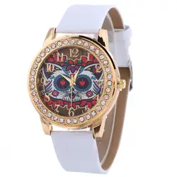 Часы Для женщин простой рисунок Новая мода Diamond кожа наручные часы Vogue фантастические леди девушки браслет relogio feminino A60