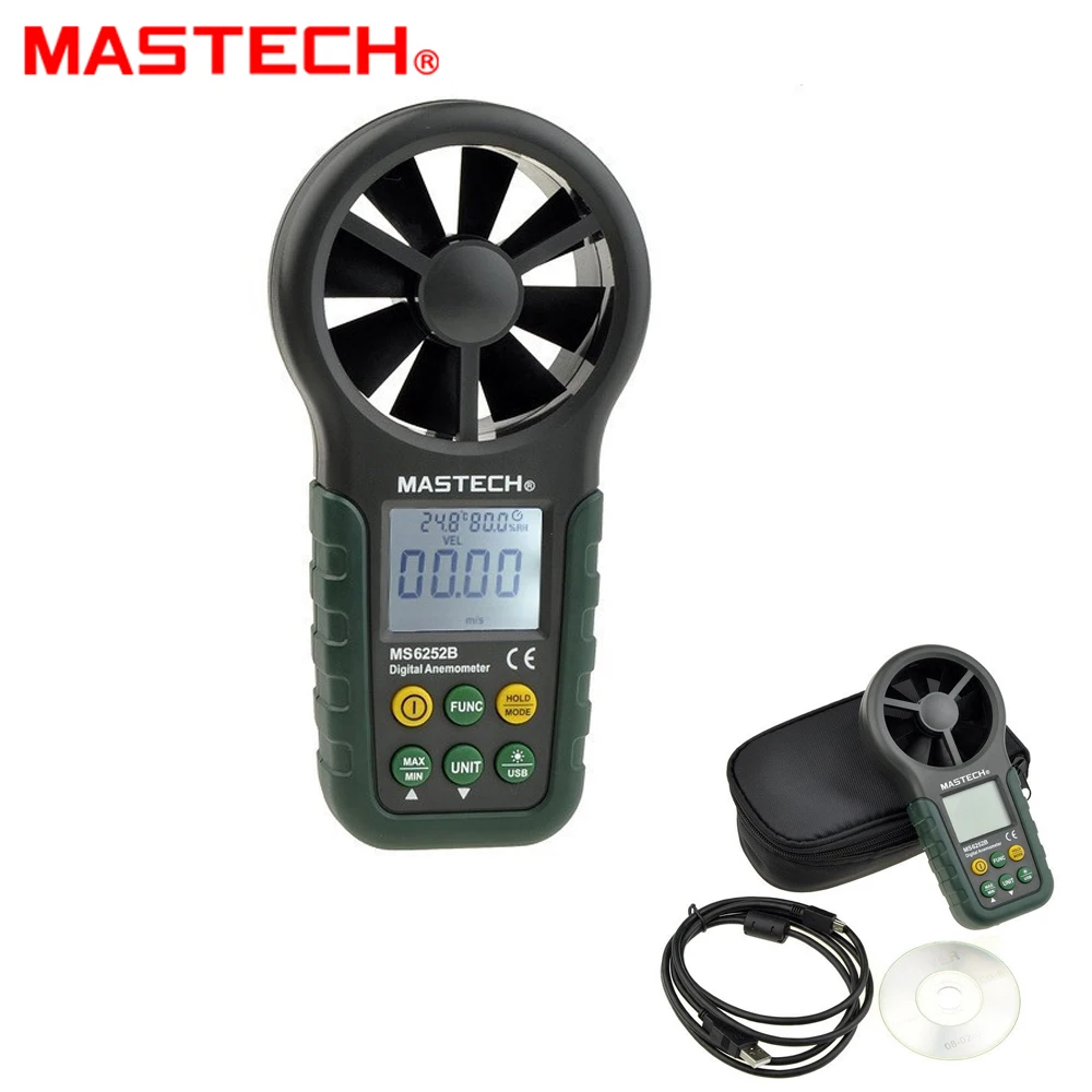 

MASTECH MS6252B Digital Anemometer Wind Speed Meter USB Interface