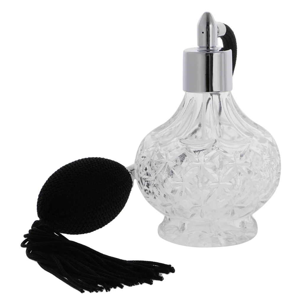 Clear Glass Empty Perfume Bottle Long Spray Atomizer Refillable Bottle Containers Vintage Glass Perfume Bottles 100ml