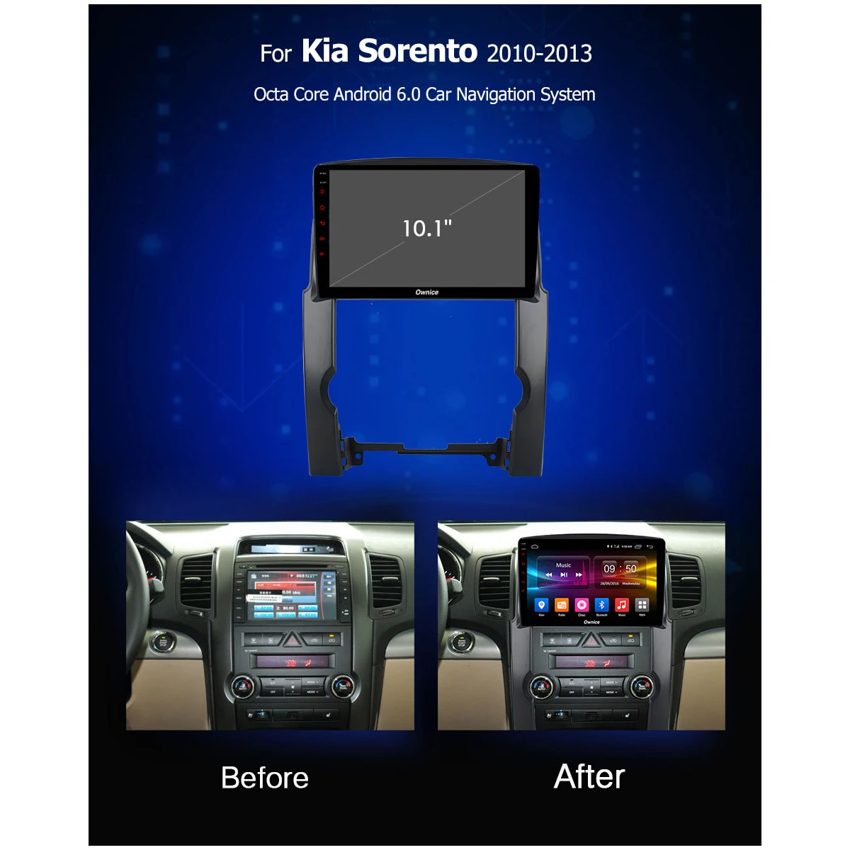 Sale 10.1" IPS Android 9.0 Octa Core 4G RAM+32G ROM Car DVD Player For Kia Sorento 2010 2011 2012 2013 GPS Radio Stereo DSP CarPlay 1