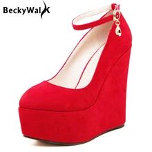 2021 New wedge heels pumps 15 cm high heels women shoes ankle strap ladies wedding shoes zapatos mujer size 35-43 WSH2594
