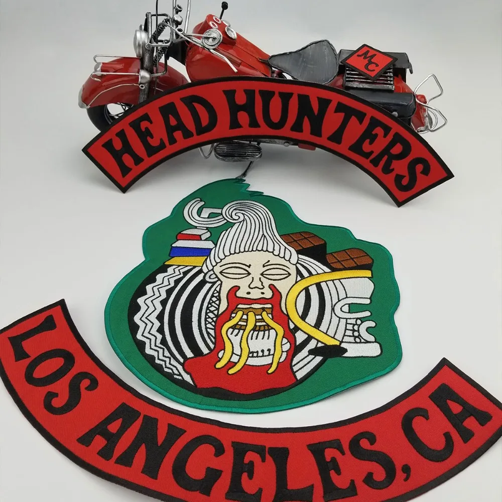 HEAD HUNTERS Motorcycle Biker Rider Vest MC Embroidered Iron On Back of Jacket Patch EAST COAST DIY Eco-Friendly Free Shipping(5)