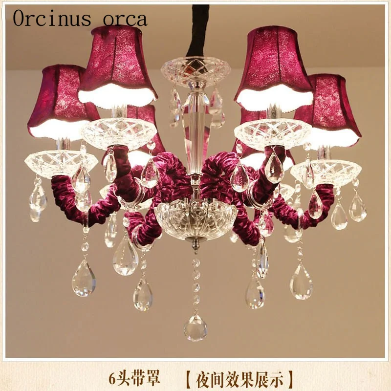 

French luxury design purple crystal chandelier living room restaurant bar clothing store color LED crystal pendant lamp