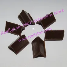 1000 шт. Кератиновый клей V наконечник кератин переплетенный цвет коричневый(Пальчиковый протцетер* 2 термозащита* 2 и зажим* 1 бесплатно