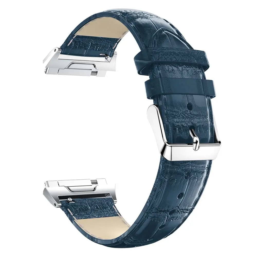 GXV крокодиловая натуральная кожа сменные ремешки для часов браслет ремешок для Fitbit Ionic Смарт часы - Цвет: Navy Blue