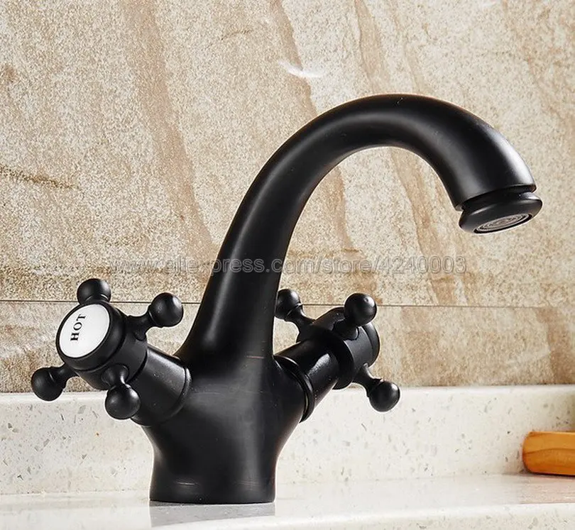 

Oil Rubbed Bronze Bathroom Faucet Deck Mounted Basin Mixer Faucet Sink Tap Vanity Hot Cold Water Faucet Knf274