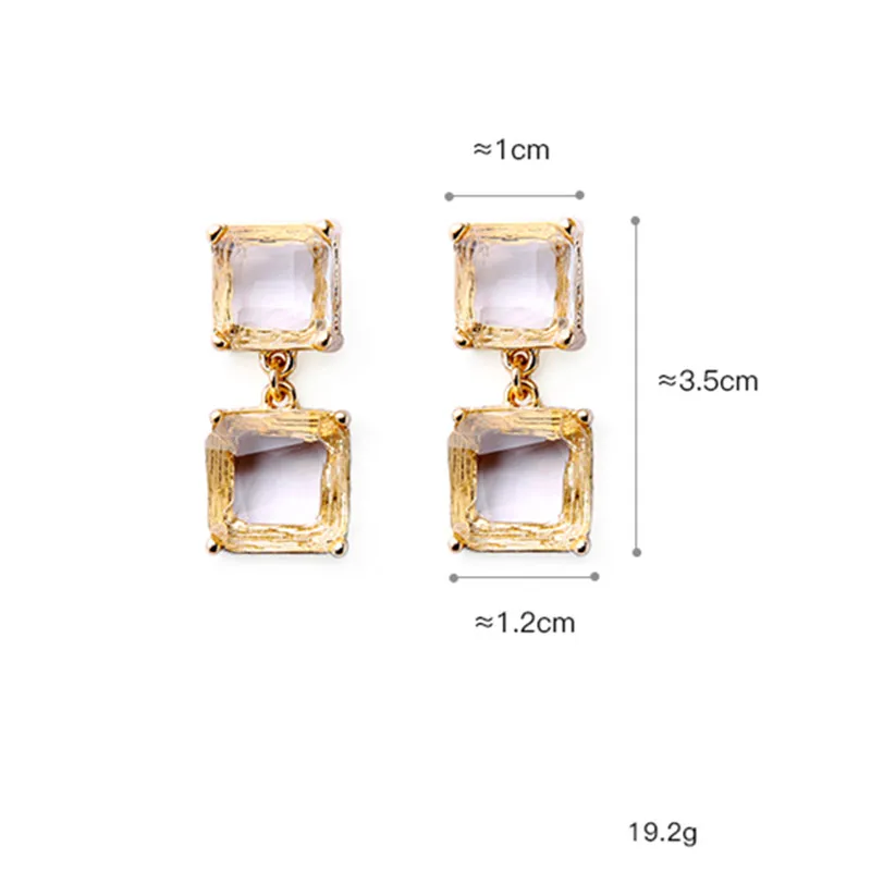 Модные женские серьги кристалл стиль простой сладкий темперамент геометрические квадраты MS кристалл серьги гвоздики для женщин