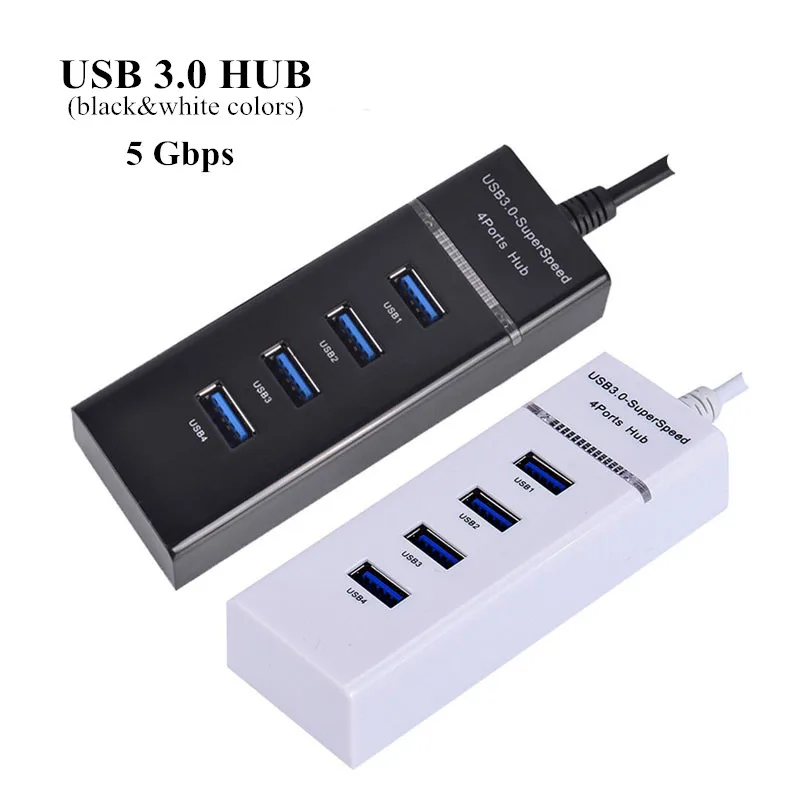 

4 Ports Portable USB 3.0 HUB With Power Adapter For PC USB Splitter