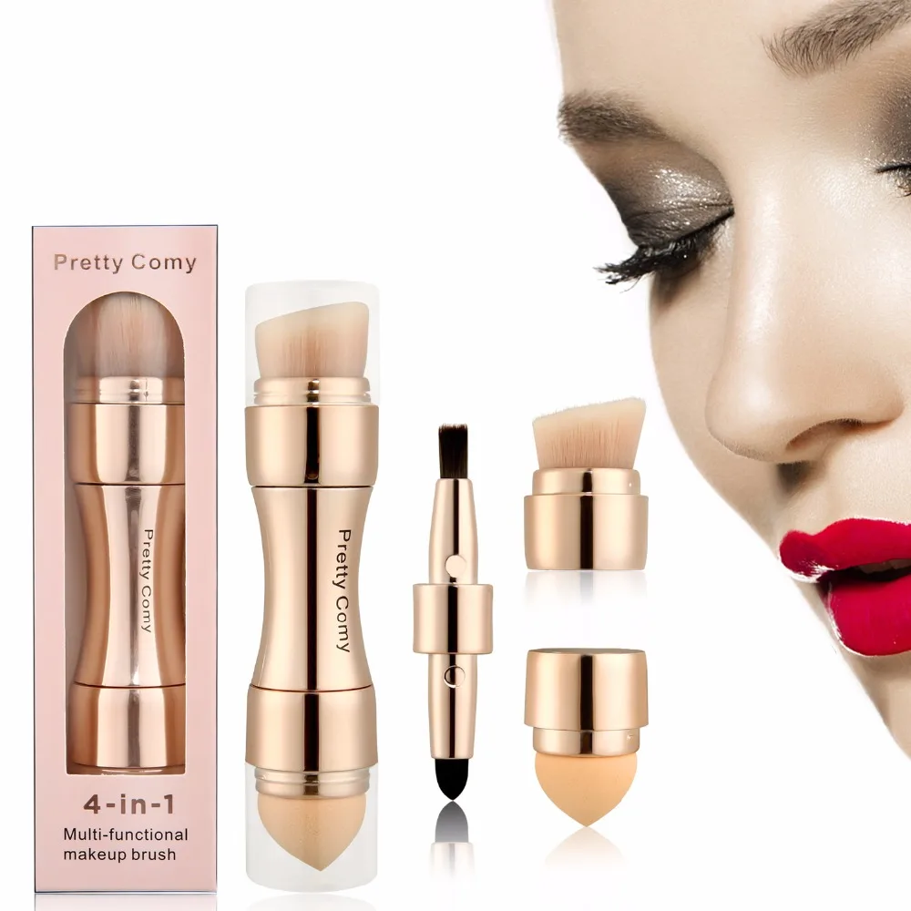 Hot Sell 4 In 1 Rose gold Makeup Tool Foundation Eyebrow Eyeliner Blush Powder Cosmetic Concealer Professional Makeup Brushes