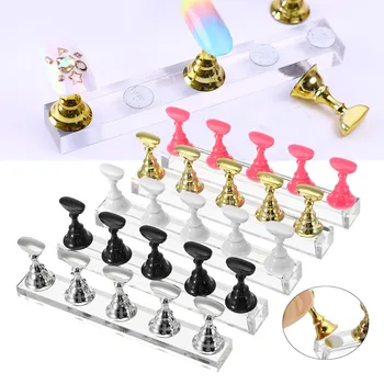 

Magnetic Nail Art Tips Polish Practice Holder Showing Shelf Acrylic Display Stand Manicure Art Tools Accessories 5 Colors