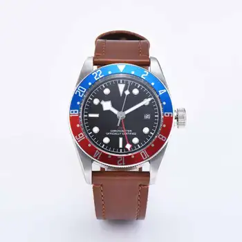 

Corgeut 41mm sapphire Crystal Luxury top Brand Sterile dial GMT Automatic Military Sport Swim Clock Leather Mechanical men Watch