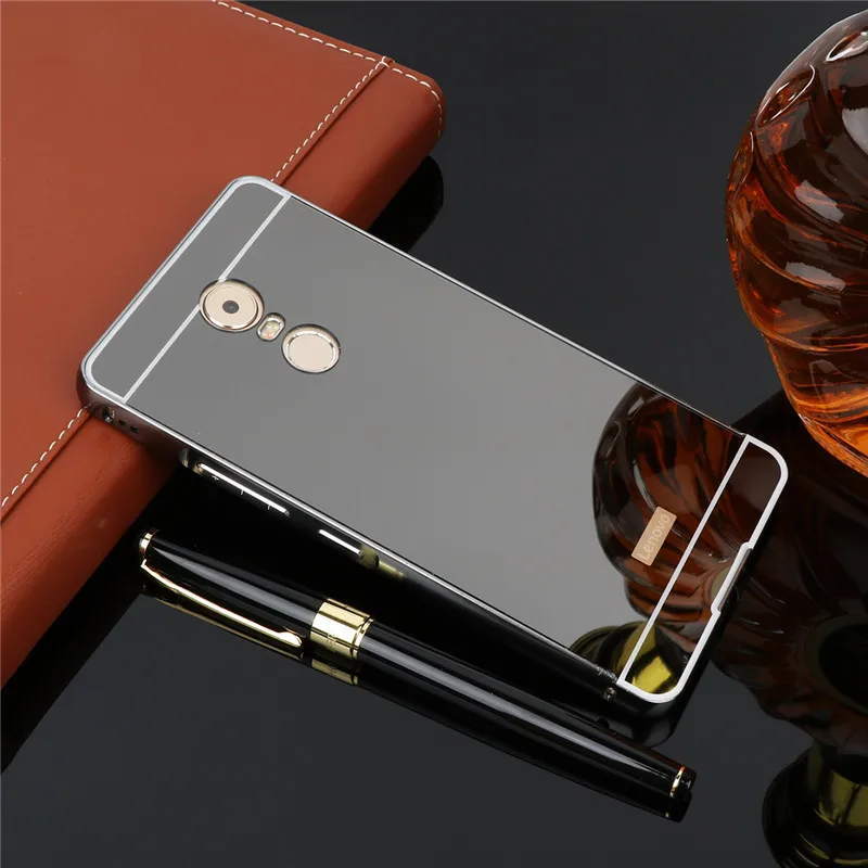 Чехол Lenovo Vibe K6 Note K6Note с металлической рамкой и зеркальной задней крышкой Жесткий