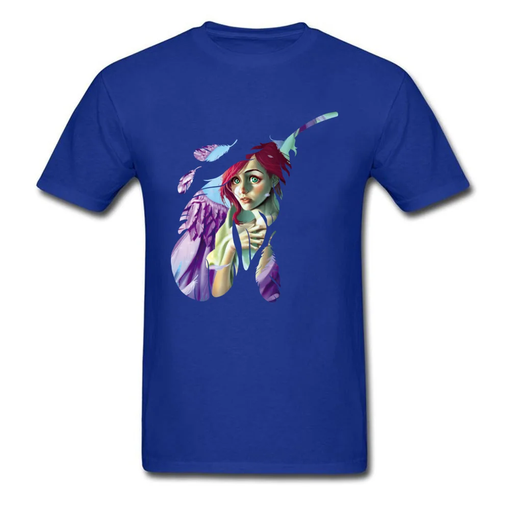 Angel Top T-shirts for Men Normal NEW YEAR DAY Tops & Tees Short Sleeve Coupons Casual T Shirt Crew Neck Pure Cotton Angel blue