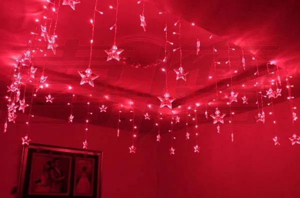 

Luminarias Red 3.5M 100 LEDs 16p Pearl Stars LED String Curtain Light For Christmas Wedding Party Decoration Chandelier