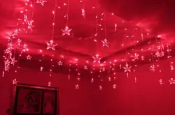 Luminarias Красный 3,5 м 100 светодио дный s 16 P жемчужные звездочки светодио дный строка Шторы свет на Рождество Свадебная вечеринка украшения