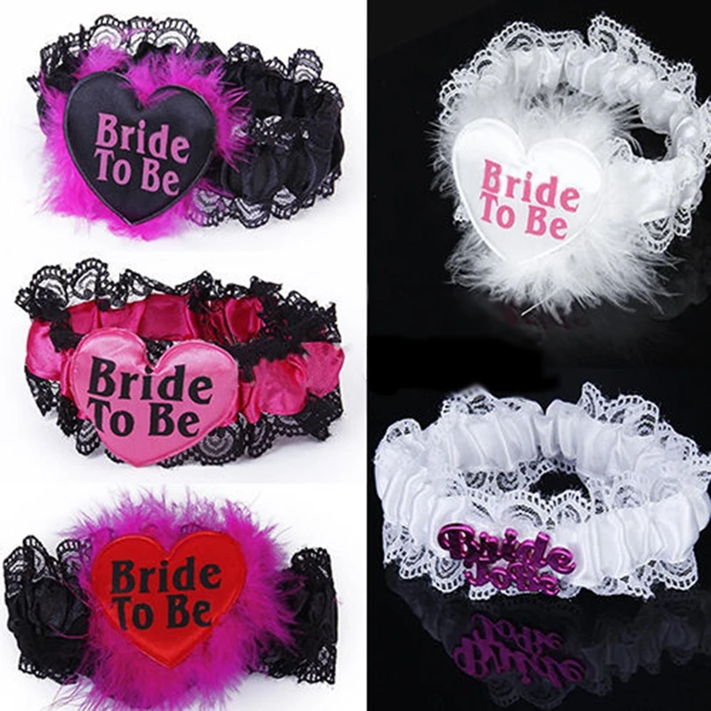 

Imixlot Fashion Bride To Be Bride To Be Lace Garter White & Pink Hen Night Party Bridal Wedding Accessories Supplies
