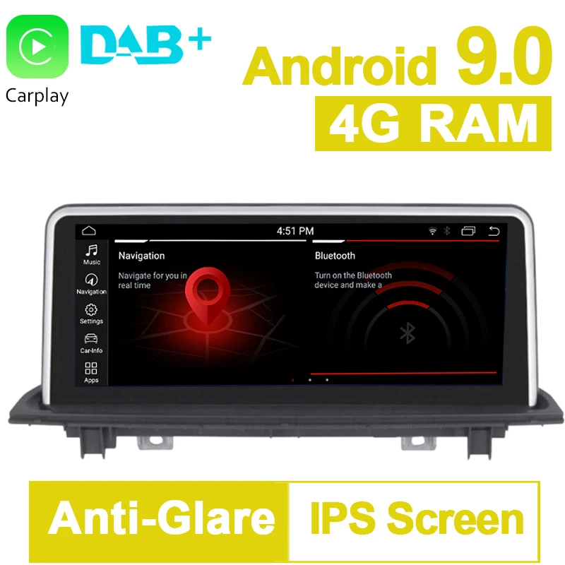 Discount PX6 10.25 inch 4G RAM Android 9.0 System Car GPS Navigation Media Stereo Radio  For BMW X1 F48 2016 2017 with NBT System 20