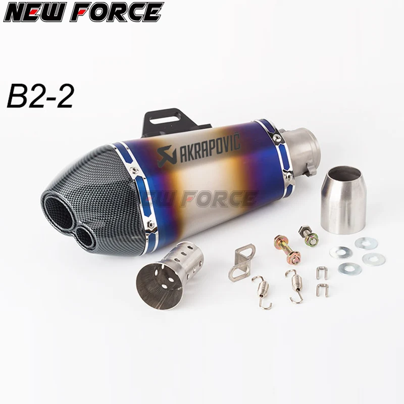 B2-2 Мотоцикл Akrapovic выхлоп модифицированный глушитель труба скутер, питбайк грязи Мотокросс Универсальный Z250 CBR500RR Z900 ZX6R CBR 500RR - Цвет: B2-2