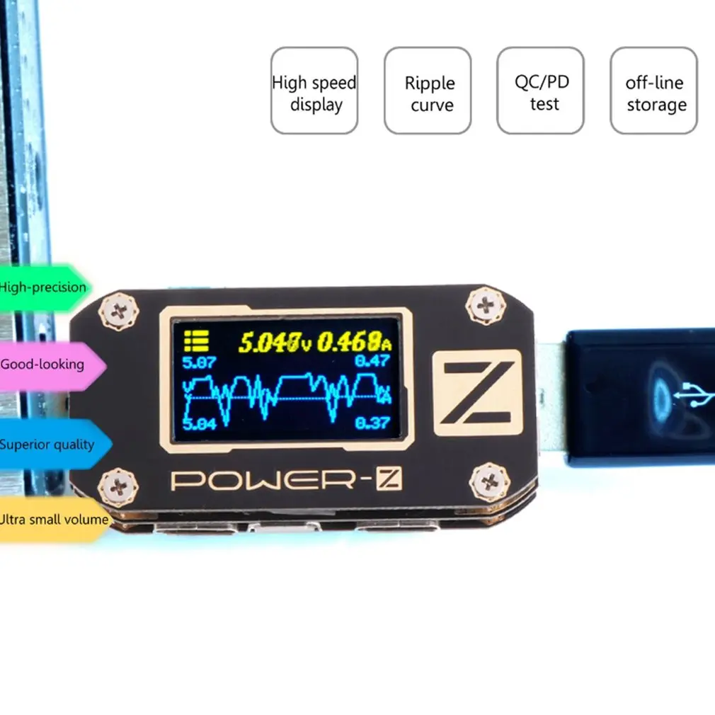 ChargerLAB POWER-Z USB PD напряжение и пульсация тока двойной тип-c тестер KM001C зеленый Защита окружающей среды