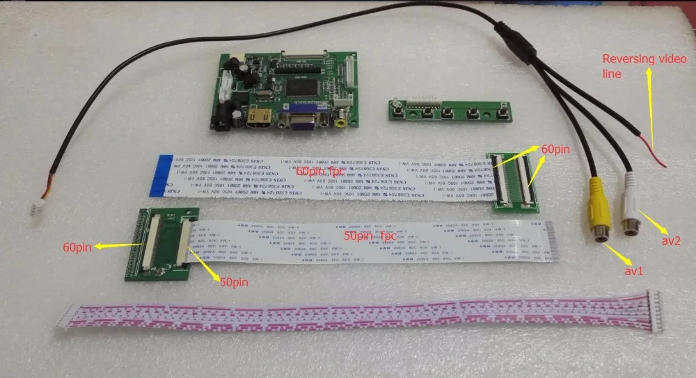 Универсальный HDMI VGA 2AV 60PIN TTL LVDS плата контроллера комплект монитора для Raspberry PI LCD