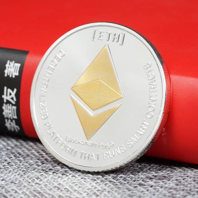 silver plated ethereum coin collectible copy collection gift physical metal antique silver plated ethereum coin collectible copy collection gift physical metal antique