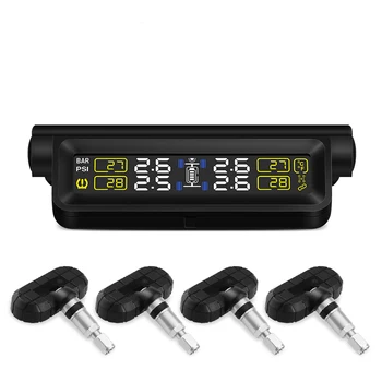 

T680-NF+ Car Tire Pressure Monitoring Alarm System Solar TPMS Digital LCD Display Security Alarm Systems with 4 internal Sensors