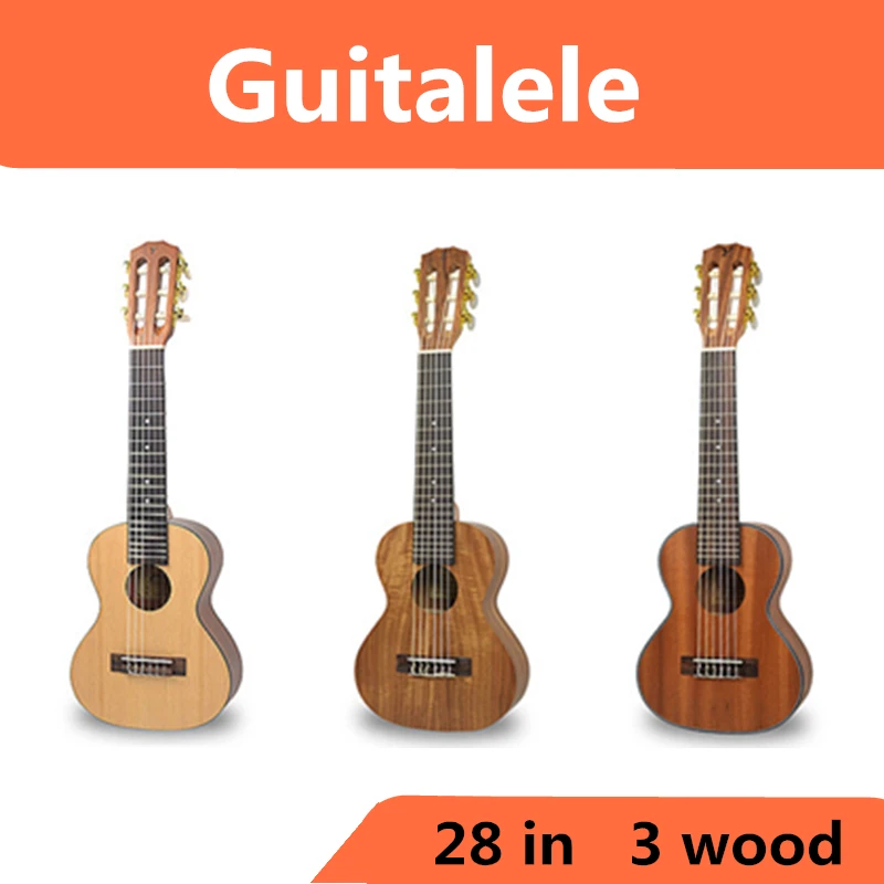 

Acoustic Guitalele Ukulele 28 Inch Hawaiian Mini Guitar 6 Strings Ukelele Guitarra Mahogany Acacia Picea Asperata Acacia Uke