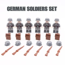 WW2 Немецкий солдат фигурка строительные блоки M35 шлем оружие 98K пистолет SWAT городская полиция совместимые Военные Аксессуары кирпичные игрушки