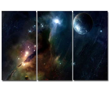 

Frameless 3 Panels Printed Painting On The Wall Modular Pictures Canvas Art Prints Starry Sky Painting For Home Canvas Artwork