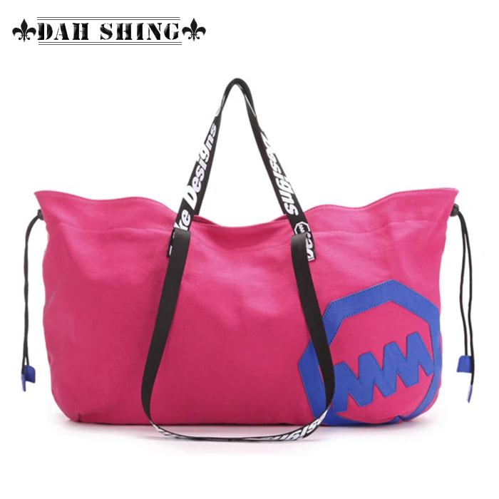 

Fashion large capacity canvas women shopping bag shoulder bag handbag beach bags string closure