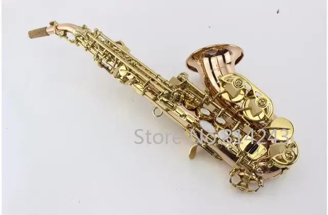 Cheap Phosphor Bronze Copper Curved Soprano Saxophone Bb key to High F key and G Key Antique Copper Simulation