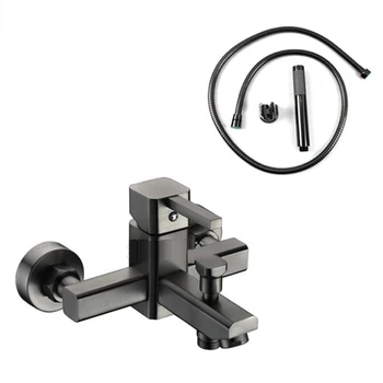 

Bathroom Antique Black Oil Rubbed Solid Brass Shower Set Wall Mounted Handheld Shower Mixer Tap Faucet Hot and Cold Mixer Valve