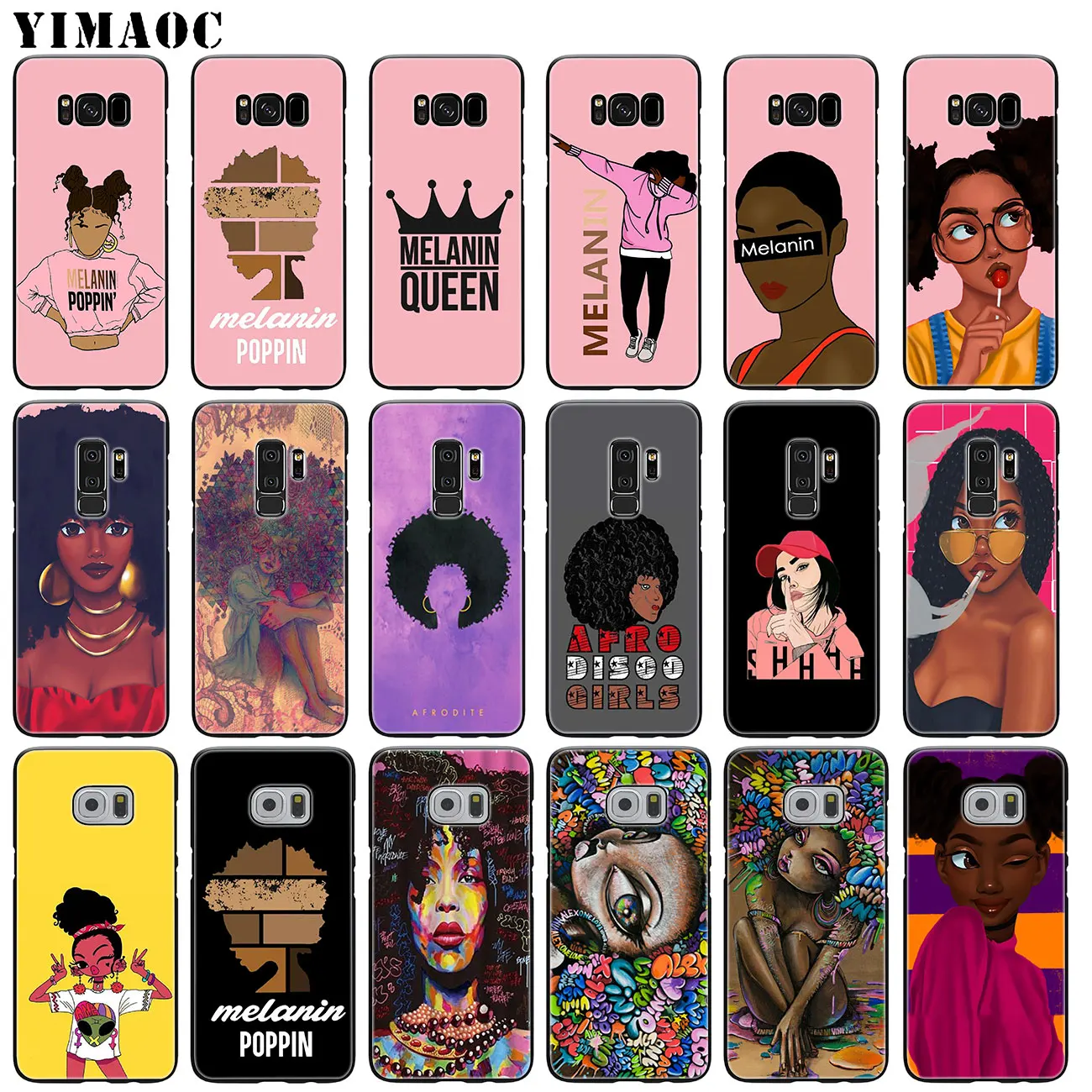

YIMAOC 2bunz Melanin Poppin Aba Afro Girls thin Soft Silicone Phone Case for Samsung Galaxy S10 S9 S8 Plus S6 S7 Edge S10e Cover