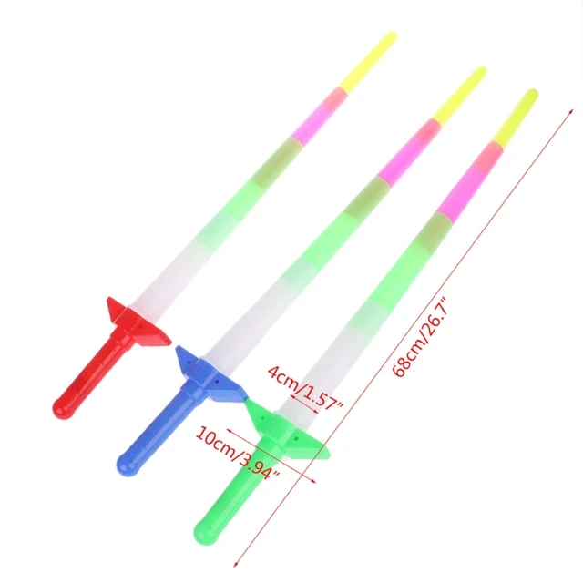 New Rainbow Laser Sword Extendable Light Up Toys Flashing Wands Led Sticks Party 6