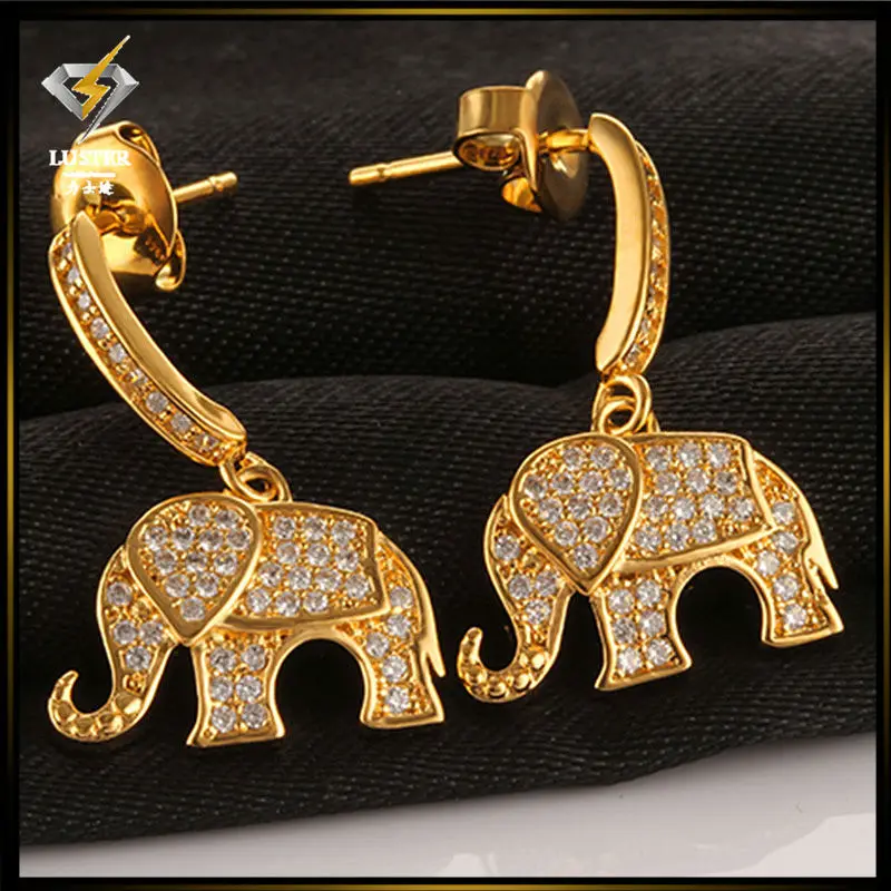 2016 Fashion Cute Elephant Stud Earrings Trendy Gold/Rhodium Plated for