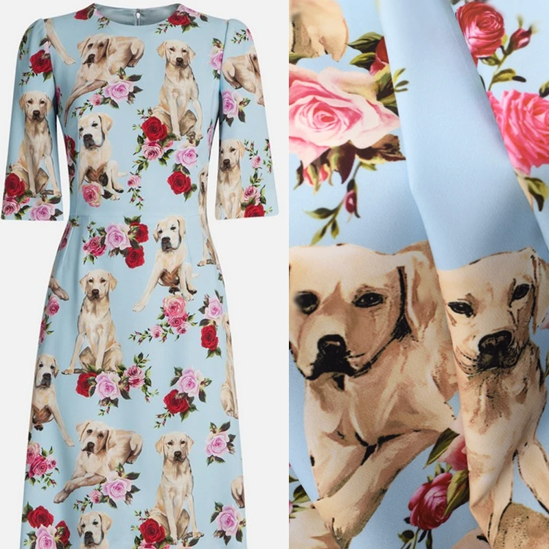 2 цвета Модная розовая собака цифровая картина изящная саржа сатин ткань для