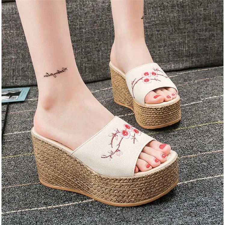 

Dropshipping 2019 New Summer Woman Sandals Platform Wedges High Heels Creepers Causal Comfort Women Slides Flip Flops