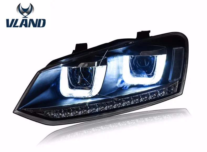 VLAND производитель автомобильных головных фар для POLO 2013 светодиодный фонарь с двойным u-объективом Xenon H7