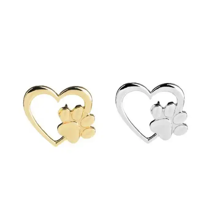 

Popular jewelry love paw print hollow alloy brooch cat dog series jewelry