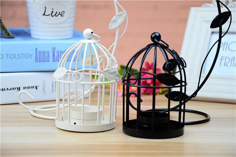 Flone Modern Iron European Style Candlestick Bird Cage Wind Light Decoration Wedding Home Decoration Accessories Crafts Gifts  (7)
