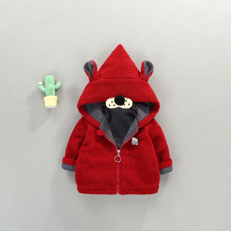 

Cute Animal Thick Warm Faux Fur Baby Boys Jacket with Hood Toddler Girls Thermal Fleece Christmas Winter Clothes Fall Coat