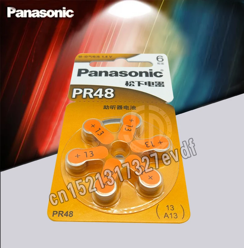 6 шт./упак. оригинальный Panasonic PR48 батарейки для слуховых аппаратов 7 9 мм * 5 4 13 A13