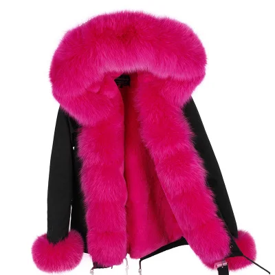 Новинка, Женская куртка на меху, настоящее большое зимнее пальто из меха енота, Женская куртка, пальто с воротником, утолщенная, теплая, с подкладкой из хлопка - Цвет: 10