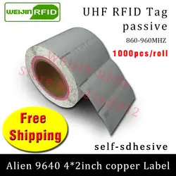 RFID метка UHF стикер чужой 9640 EPC6C бумага с покрытием 915mhz868mhz860-960MHZ H3 1000 шт. Бесплатная доставка клей пассивный rfid метки