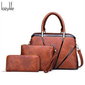 

LAZYLIFE 3pcs/set ladies handbags Women's Handbags Casual Female Bags Tote Shoulder Bag Bolsos High Quality