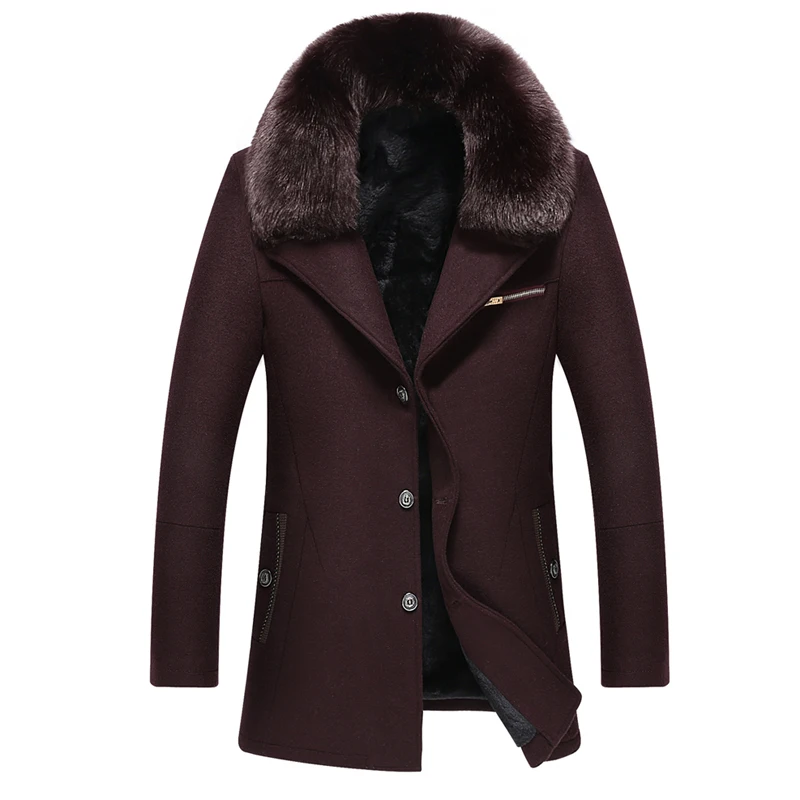 Зимняя Новая повседневная Толстая теплая куртка Laine Homme высокое качество тонкий большой меховой воротник мужские пальто