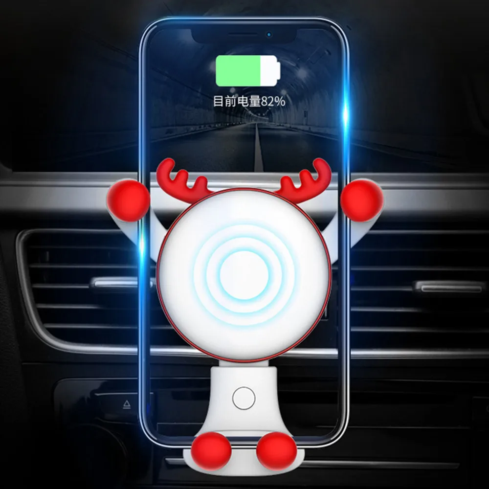 

wireless car charger holder for samsung For IPhone Christmas Air Outlet Wireless Car Charger quick Charging Bracket Holder z85
