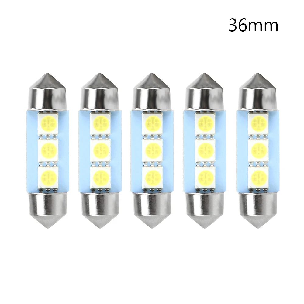 FORAUTO, 5 шт., Автомобильный Дверной светильник, Автомобильный светодиодный светильник с двойным заострением, 31 мм, 36 мм, 39 мм, 41 мм, лампа для чтения, автомобильный Стайлинг, DC 12 В, хвостовая лампа - Испускаемый цвет: 36mm